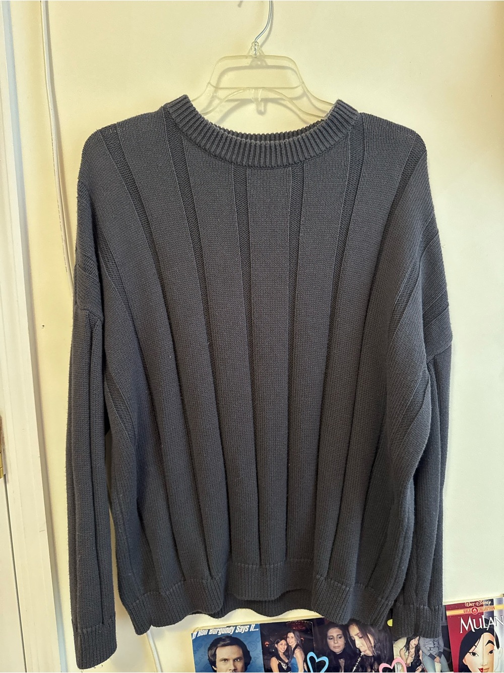 OAK + FORT Men's Ribbed Crewneck Sweater - Charcoal